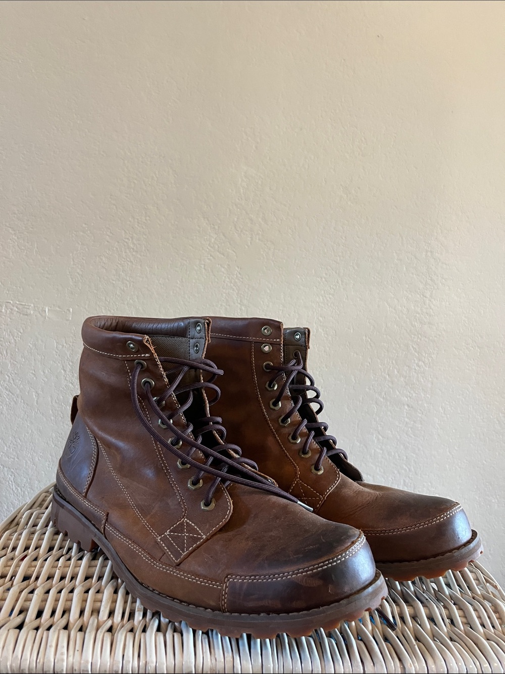 Timberland Men's Dark Brown Leather Lace-Up Work Boots